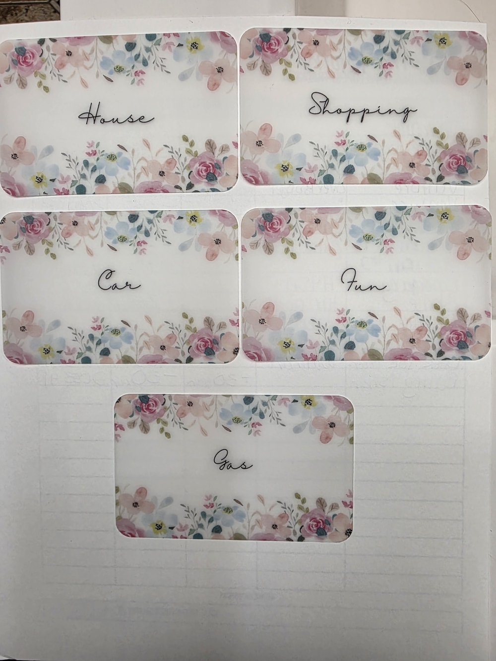 A7 Cash Envelope Inserts/dashboards - Pastel Pink & Blue